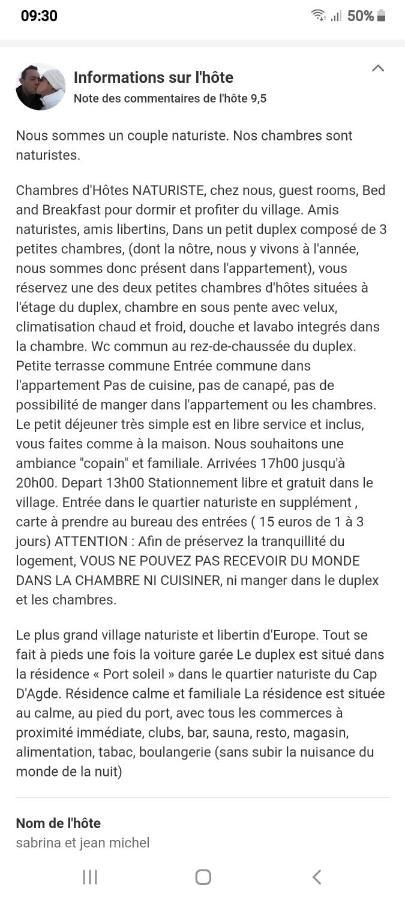 Chambres D'Hotes Naturiste: Cap D'Agde Nudist Village Retreat Exterior photo